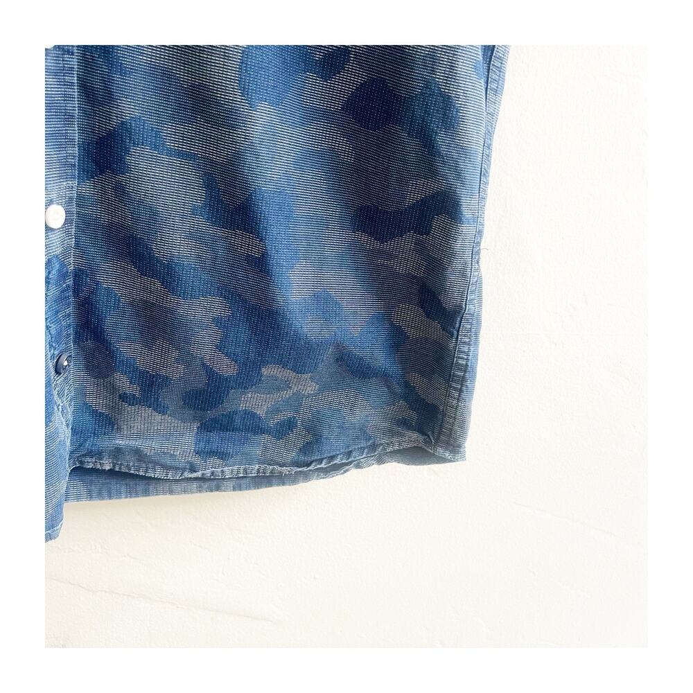 Taylor Stitch Mens Size 40 Blue Camo Cotton Short Sleeve Button Down Preppy - Picture 4 of 12